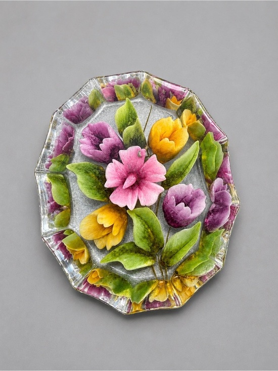 reverse carved Jewelry - Vintage Reverse Carved Floral Brooch #cz31